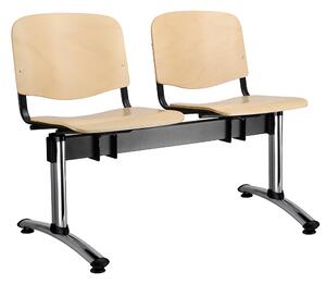 Dřevěná lavice ISO, 2-sedák - chromované nohy, buk