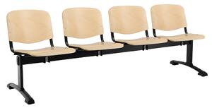 Dřevěná lavice ISO, 4-sedák - černé nohy, buk
