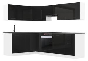 Kuchyňská linka Belini Premium Full Version 420 cm černý lesk s pracovní deskou JANET