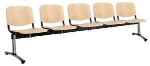 Dřevěná lavice ISO, 5-sedák - chromované nohy, buk