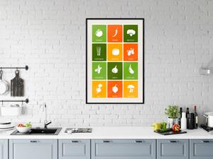 Plakát Barevná Zelenina - tabule s barevnými čtverci a obrázky zeleniny