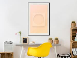 Plakát Kolo ve Čtverci - geometrické tvary na pastelově oranžovém pozadí