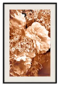 Plakát Teplá Vůně - velké a malé květiny rostlin v odstínech podzimní sepie