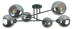 Lustr na tyči VASCO 6xE27/60W/230V černá/kouřová černá