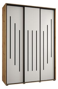 Šatní skříň YVONA 8 - 170/45 cm, dub artisan / bílá / černá