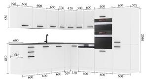 Kuchyňská linka Belini Premium Full Version 480 cm bílý lesk s pracovní deskou JANE