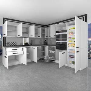 Kuchyňská linka Belini Premium Full Version 480 cm šedý antracit Glamour Wood s pracovní deskou JANE