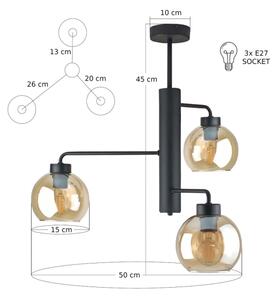 Lustr na tyči FLEX 3xE27/60W/230V černá/kouřová béžová