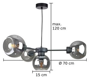 Lustr na lanku KALIOPE 4xE27/60W/230V černá/kouřová černá
