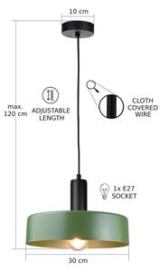 Lustr na lanku HAKI 1xE27/60W/230V zelená/černá
