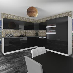 Kuchyňská linka Belini Premium Full Version 480 cm černý lesk s pracovní deskou JANE