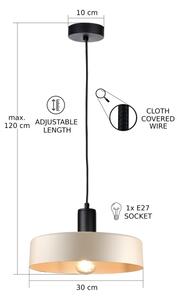 Lustr na lanku LATTE 1xE27/60W/230V béžová/černá