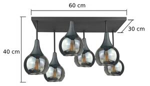 Přisazený lustr SOMA 6xE27/60W/230V černá/kouřová černá