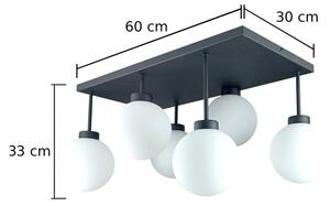 Přisazený lustr DEA 6xE14/60W/230V černá/bílá