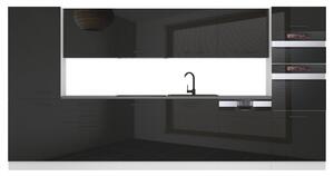 Kuchyňská linka Belini Premium Full Version 360 cm černý lesk s pracovní deskou NAOMI