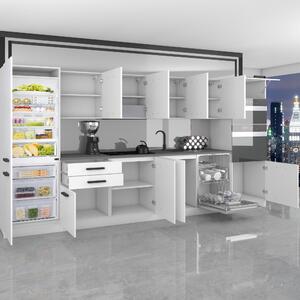 Kuchyňská linka Belini Premium Full Version 360 cm černý lesk s pracovní deskou NAOMI