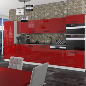 Kuchyňská linka Belini Premium Full Version 360 cm červený lesk s pracovní deskou NAOMI