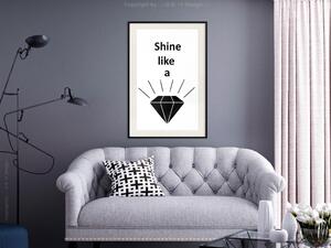 Plakát Shine like a Diamond - černobílý diamant s anglickým textem