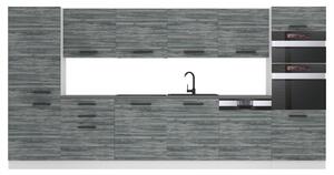 Kuchyňská linka Belini Premium Full Version 360 cm šedý antracit Glamour Wood s pracovní deskou NAOMI