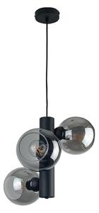 Lustr na lanku TUBE 3xE27/60W/230V černá/kouřová černá