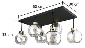 Přisazený lustr NESSA 6xE27/60W/230V černá/zlatá/čirá