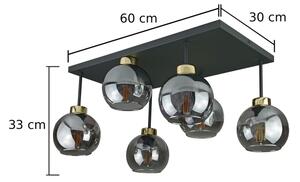 Přisazený lustr NESSA 6xE27/60W/230V černá/zlatá/kouřová černá