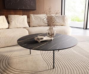 DELIFE Konferenční stolek Edge kulatý 100x100 cm keramika Laminam® Noir Desir hnědá Trive kov černá