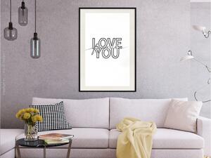 Plakát Love You Forever - anglický nápis "láska" na kontrastním bílém pozadí