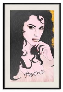 Plakát Amore Mio - milostný nápis na portrétu ženy s černými vlasy
