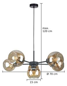 Lustr na lanku KALIOPE 6xE27/60W/230V černá/kouřová béžová