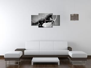 Obraz s hodinami Černobílý kůň, Jakub Banas - 3 dílný Rozměry: 90 x 70 cm