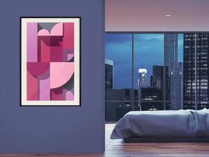 Plakát Abstraktní domov - různé geometrické tvary v růžových odstínech