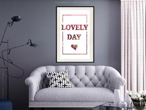 Plakát Krásný den - anglické nápisy v motivu červené rostliny na bílém pozadí