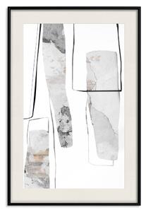 Plakát Šedá reforma - line art a abstraktní tvary s texturou kamene