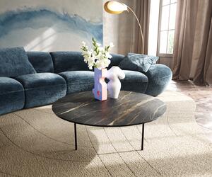 DELIFE Konferenční stolek Edge kulatý 90x90 cm keramika Laminam® Noir Desir hnědá Trive kov černá