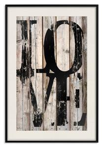 Plakát Retro: Láska - retro nápis v angličtině na pozadí dřevěných desek