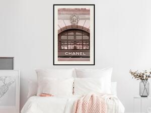 Plakát Butik Chanel - architektura budovy s logem módní firmy a sochou