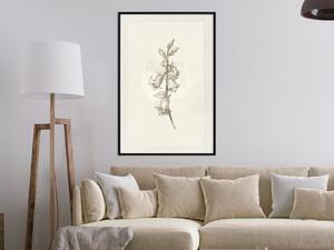 Plakát Polní vzor - rostlina s květy na světle béžovém pozadí v retro stylu