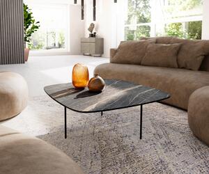 DELIFE Konferenční stolek Edge Boot 90x90 cm keramika Laminam® Noir Desir hnědá Trive kov černá