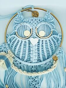 BRIMOON Sova macramé závěsná dekorace 66 x 28 cm Barva: Modrá