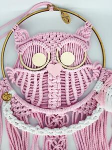 BRIMOON Sova macramé závěsná dekorace 66 x 28 cm Barva: Růžová