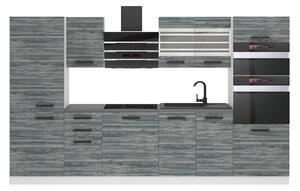Kuchyňská linka Belini Premium Full Version 300 cm šedý antracit Glamour Wood s pracovní deskou MILA Výrobce
