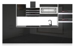 Kuchyňská linka Belini Premium Full Version 300 cm černý lesk s pracovní deskou MILA Výrobce
