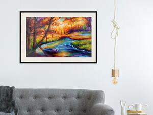 Plakát Podzim v parku - krajina barevné lesní krajiny v akvarelovém stylu