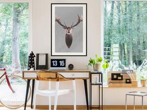 Plakát Jelen v kruzích - abstraktní hnědý jelen z geometrických tvarů