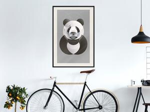 Plakát Panda v kruzích - abstraktní černá panda z geometrických tvarů