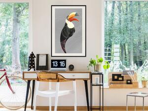 Plakát Tukan v kruzích - abstraktní černý pták z geometrických tvarů