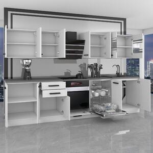 Kuchyňská linka Belini Premium Full Version 300 cm šedý lesk s pracovní deskou LUCY