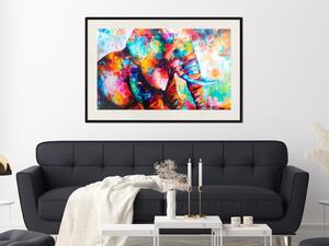 Plakát Pohled slona - abstraktní barevné zvíře na pestrém pozadí