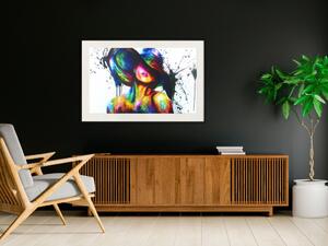 Plakát Letní půvaby - abstraktní žena na bílém pozadí v akvarelovém motivu